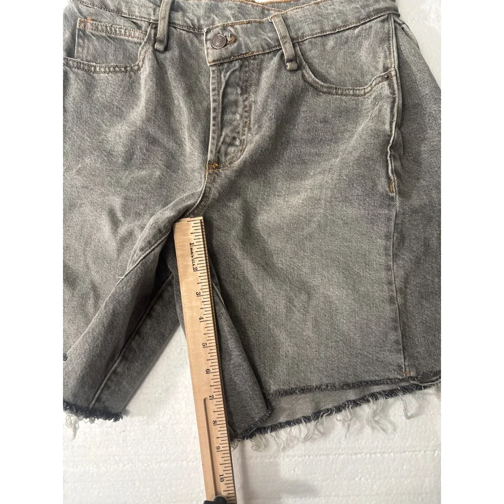 We The Free Shorts Women 26 Grey Boomerang High Rise Long Crossover Waist Denim